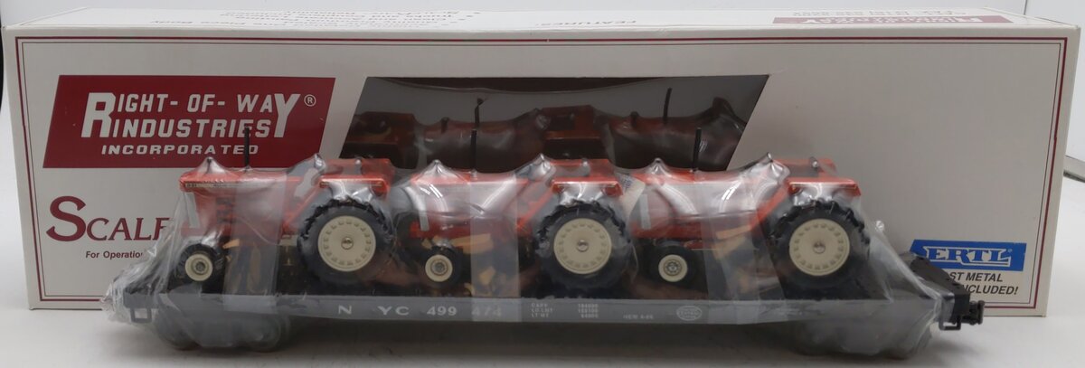 Right-of-Way 499474 O Gauge New York Central Flatcar w/ 3 Tractors EX/Box