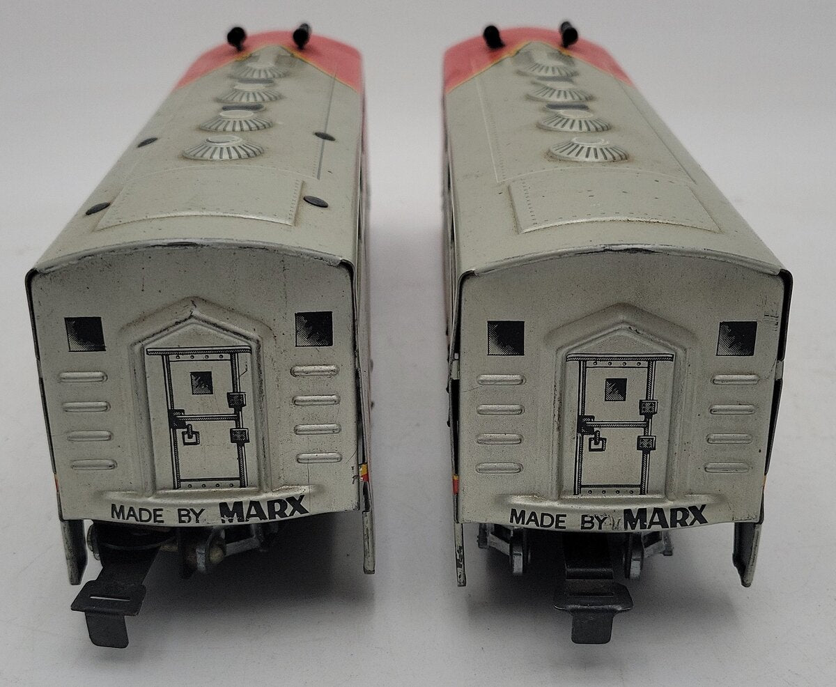 Marx 21 Vintage O Santa Fe F3 AA Diesel Locomotive & Dummy Unit Set VG