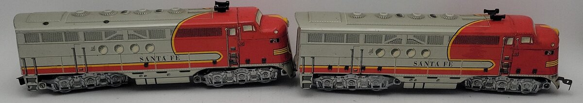 Marx 21 Vintage O Santa Fe F3 AA Diesel Locomotive & Dummy Unit Set VG
