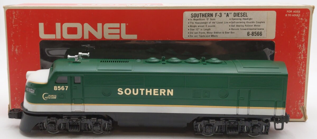 Lionel 6-8566 O Gauge Southern F-3 A Diesel Locomotive #8566 EX/Box