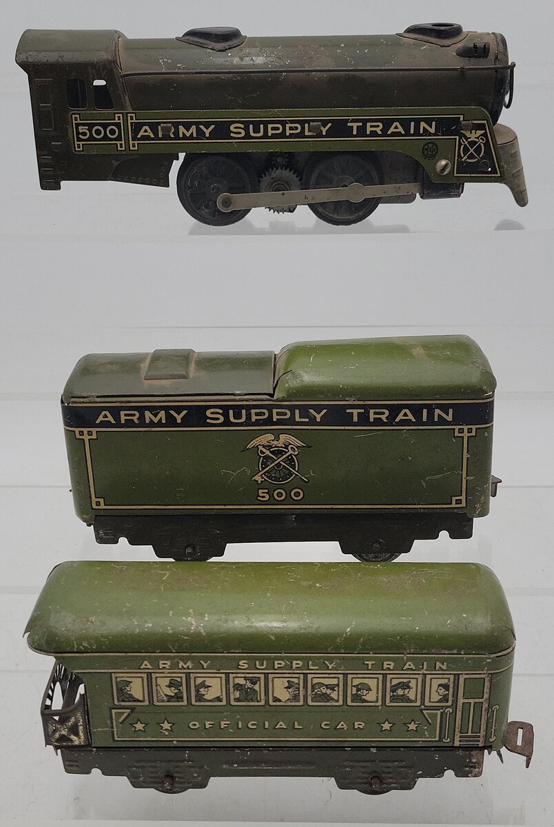 Marx 500 Vintage O Army Supply Train Steam Locomotive