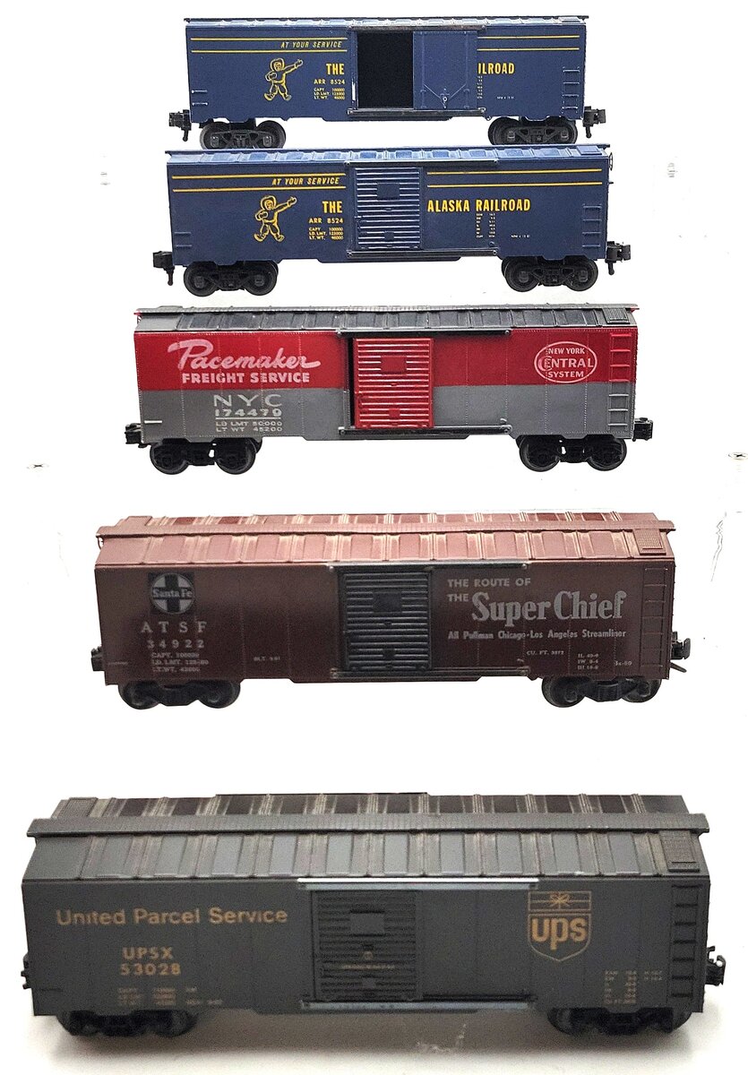 KMT & Other O Gauge Assorted Box Cars: 8524, 8524, 174479, 34922, 53028 [5] VG