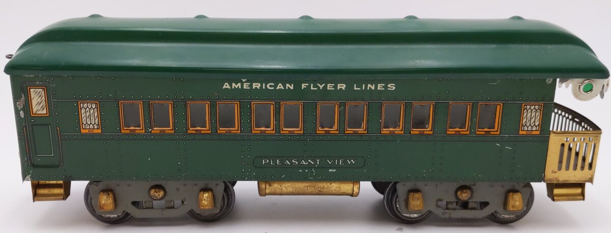 American Flyer 4142 Vintage Standard Gauge Green Pleasant View Observation Car VG