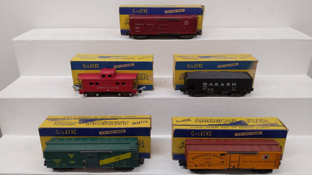 American Flyer S Assorted Freight Cars 940, 922, 929, 947, 638 [5] EX/Box