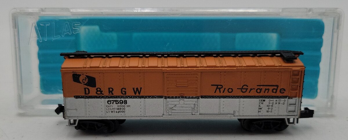 Atlas 2386 N Scale Denver & Rio Grande Western Steel Box Car #67598 LN/Box