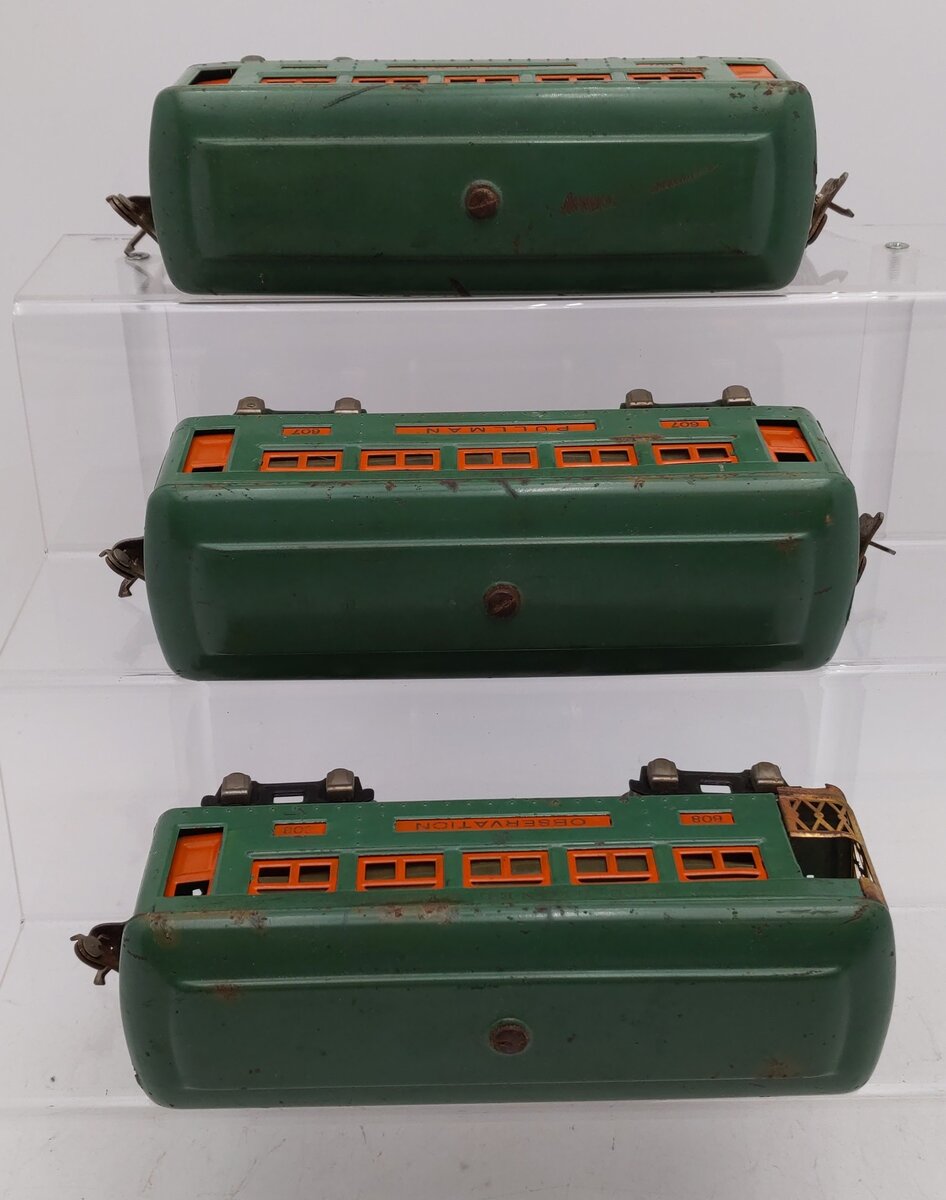 Lionel Vintage O Observation & Pullman Passenger Cars #607 #608 VG