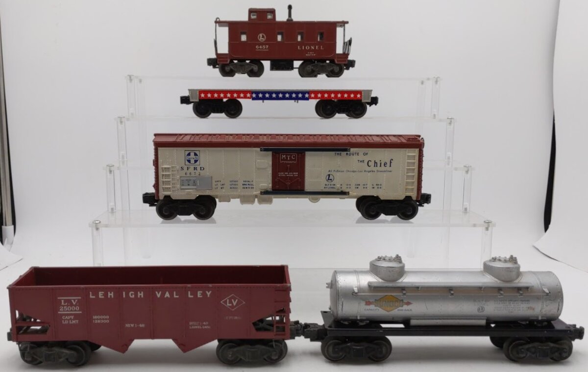 Lionel 6672, 6456, 6465, & 6457 O Gauge Vintage Freight Cars & Caboose [5] VG