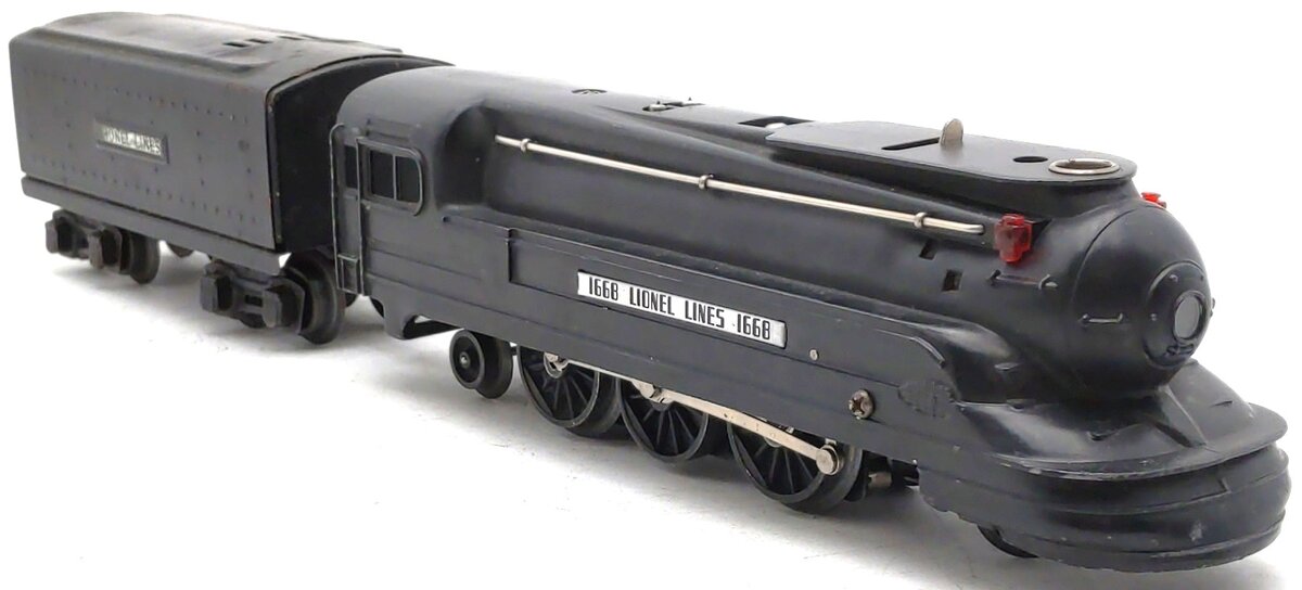 Lionel 1668 Vintage O 2-6-2 Lionel Lines Black Torpedo Steam Locomotive & Tender VG