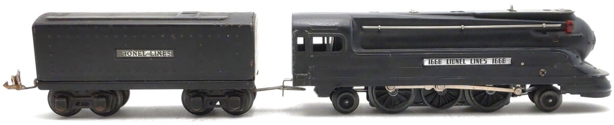 Lionel 1668 Vintage O 2-6-2 Lionel Lines Black Torpedo Steam Locomotive & Tender VG