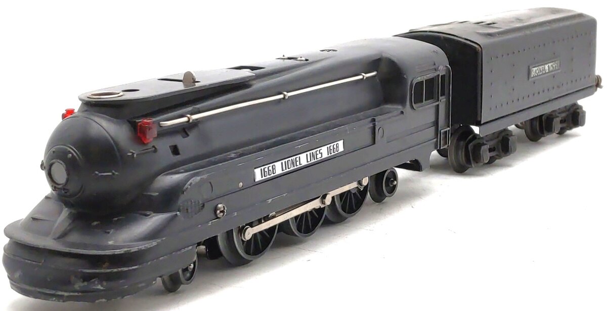 Lionel 1668 Vintage O 2-6-2 Lionel Lines Black Torpedo Steam Locomotive & Tender VG