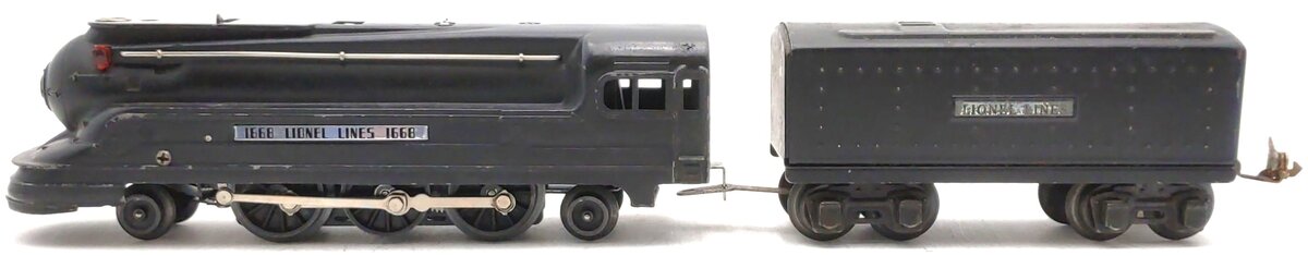 Lionel 1668 Vintage O 2-6-2 Lionel Lines Black Torpedo Steam Locomotive & Tender VG