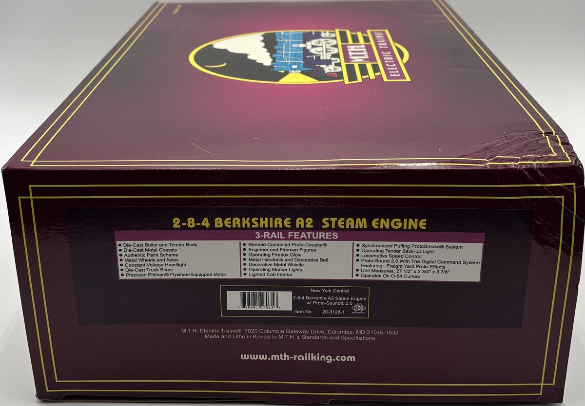 MTH 20-3128-1 NYC 2-8-4 Berkshire Steam Locomotive & Tender w/PS2 #9401 LN/Box