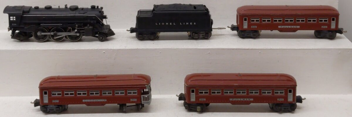 Lionel 140W Vintage O Prewar Set: 224/2224W, 2642, 2643 VG