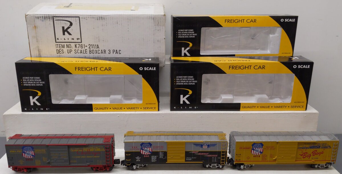 K-Line K761-2111A O Gauge Union Pacific 3-Car Boxcar Set EX/Box
