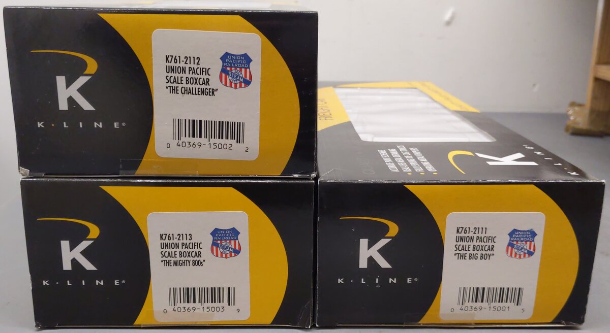K-Line K761-2111A O Gauge Union Pacific 3-Car Boxcar Set EX/Box