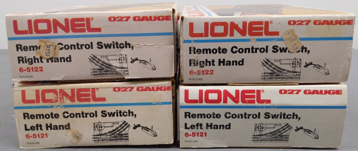 Lionel O Assorted Remote Control Switches 6-5121, 6-5122 [4] VG/Box