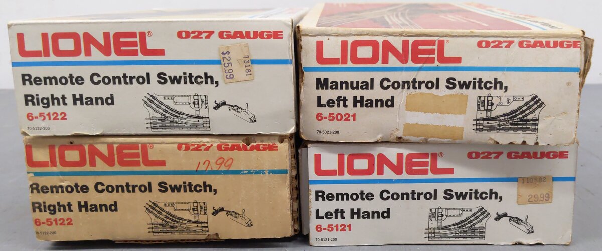 Lionel O Assorted Remote Control Switches 6-5121, 6-5122 [4] VG/Box