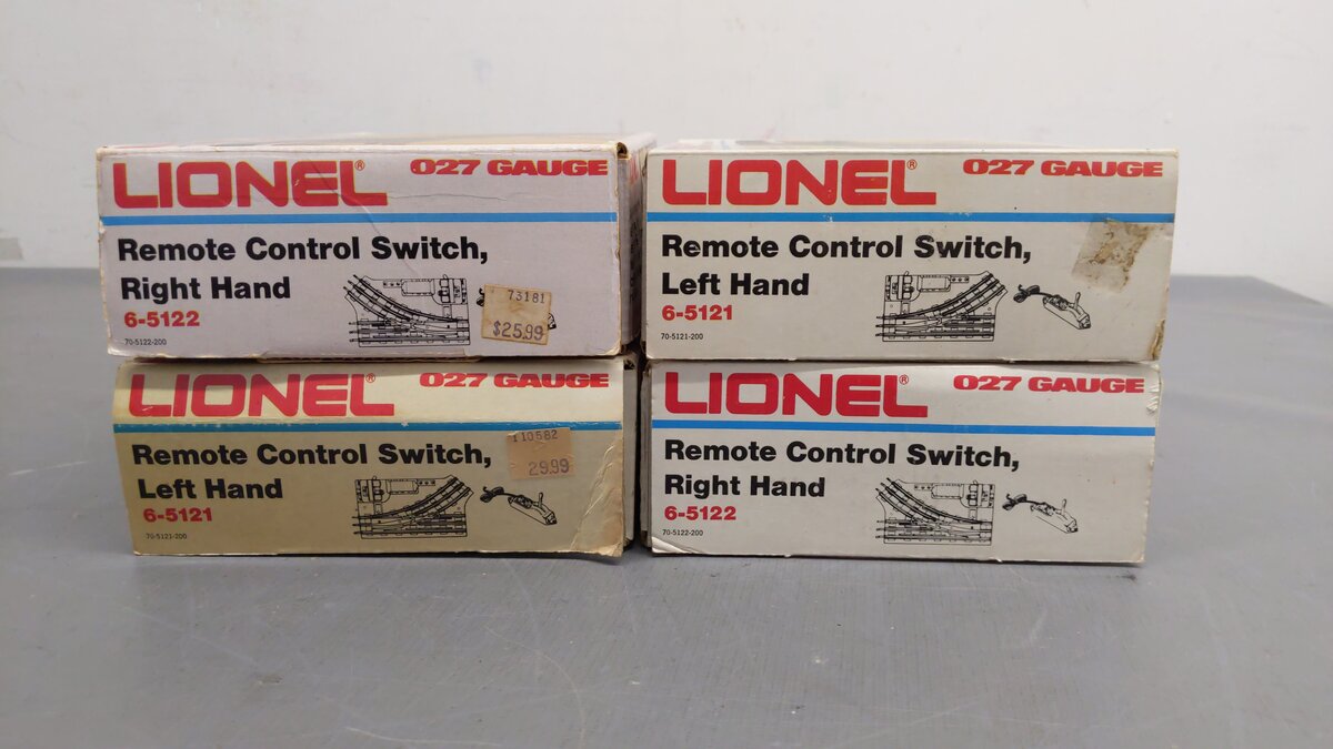 Lionel O Assorted Remote Control Switches 5-5121, 5-5122 [4] VG/Box