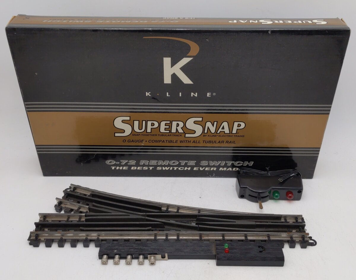 K-Line K-0776 O SuperSnap 72" Right Hand Remote Control Switch Turnout VG/Box