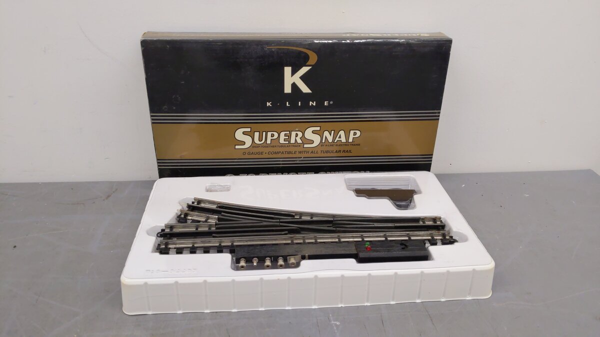 K-Line K-0776 O SuperSnap 72" Right Hand Remote Control Switch Turnout VG/Box