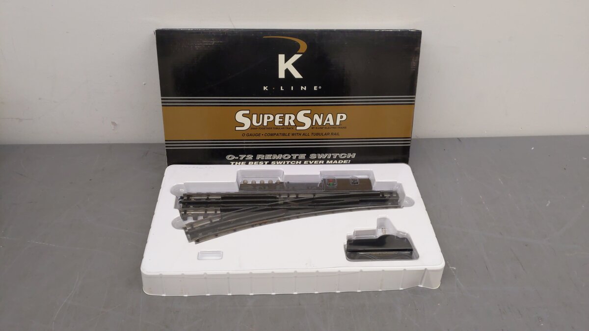 K-Line K-0775 O SuperSnap 72" Left Hand Remote Control Switch Turnout VG/Box