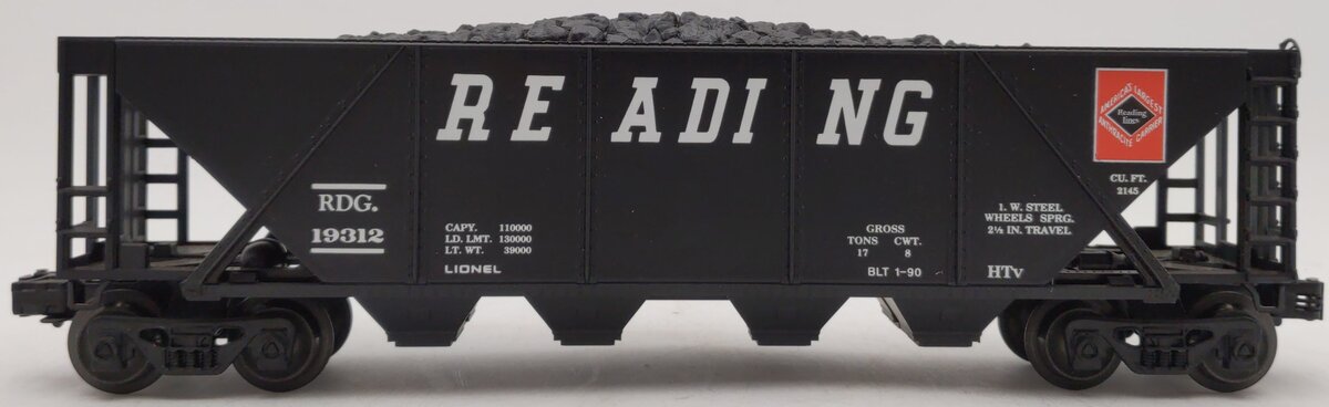 Lionel 6-19312 O Gauge Reading Hopper with Coal Load EX