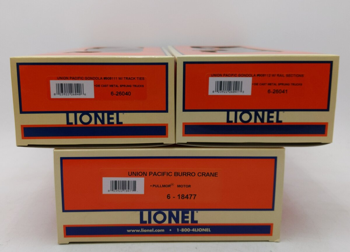 Lionel 6-31706 O Gauge Union Pacific Burro Crane Set LN/Box