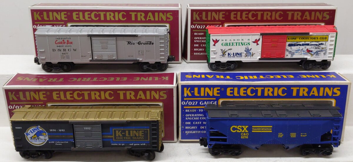 K-Line O Assorted Freight Cars K6477, K90004, K90001, K6216 [4] EX/Box