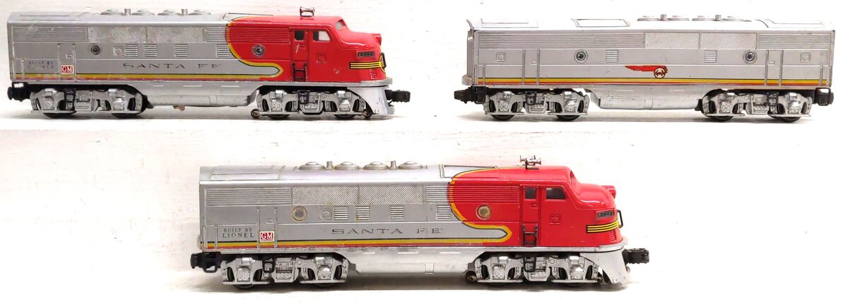 Lionel 2343 Vintage O Santa Fe F3 ABA Diesel Locomotive Set VG