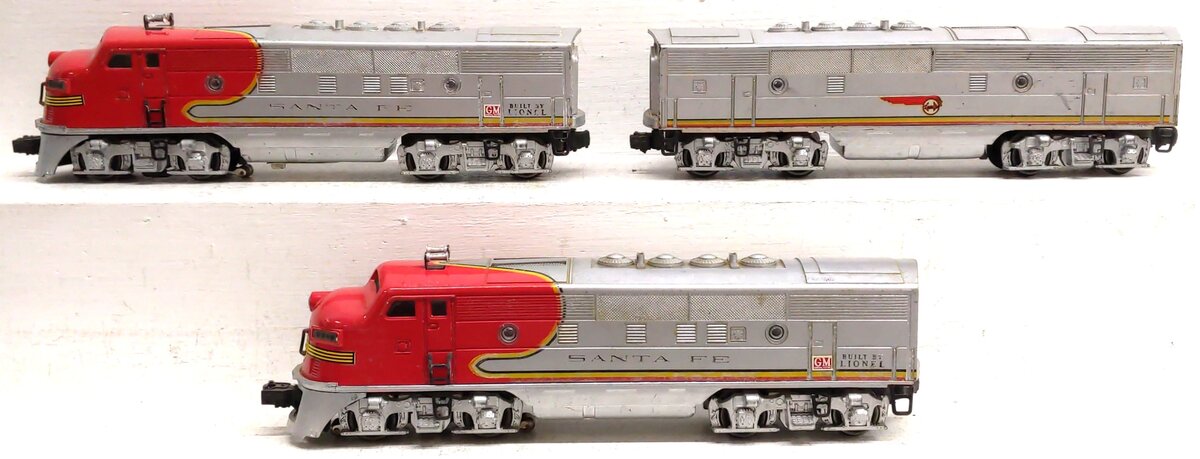 Lionel 2343 Vintage O Santa Fe F3 ABA Diesel Locomotive Set VG