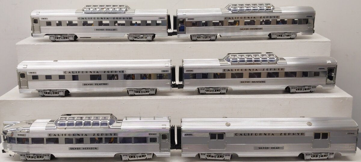 K-Line K4613 O California Zephyr 15" Aluminum Passenger Cars (Set of 6) EX/Box