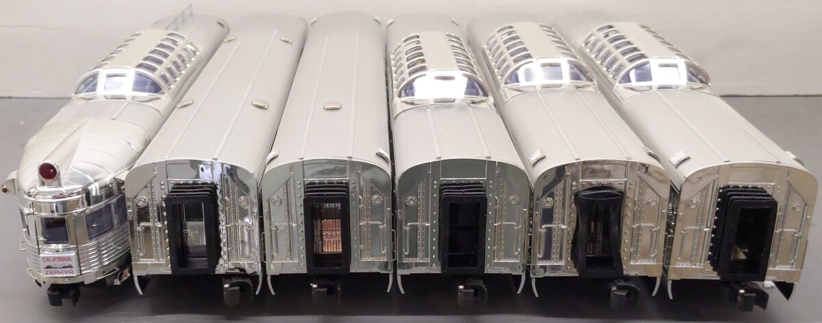 K-Line K4613 O California Zephyr 15" Aluminum Passenger Cars (Set of 6) EX/Box