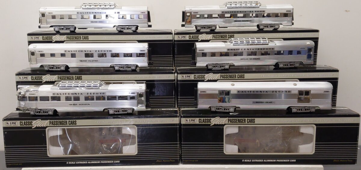 K-Line K4613 O California Zephyr 15" Aluminum Passenger Cars (Set of 6) EX/Box