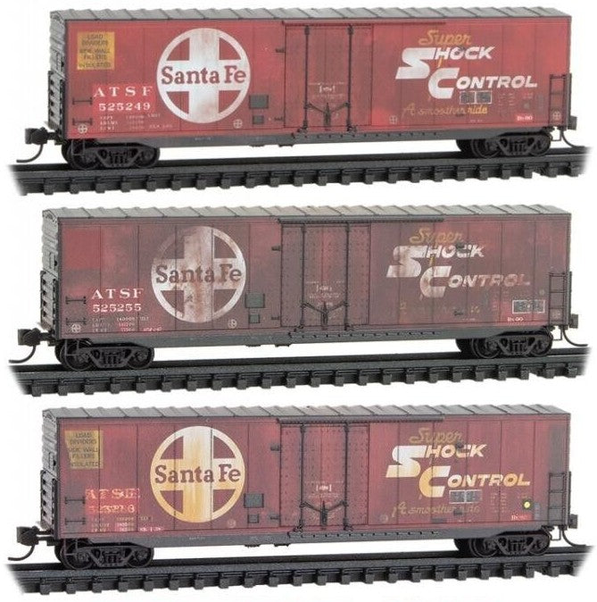 Micro-Trains 98305023 N Scale Santa Fe Weathered 50' Boxcars (Set of 3)