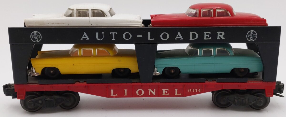 Lionel 6414 Vintage O Gauge Postwar Evans Autoloader with 4 Automobiles VG