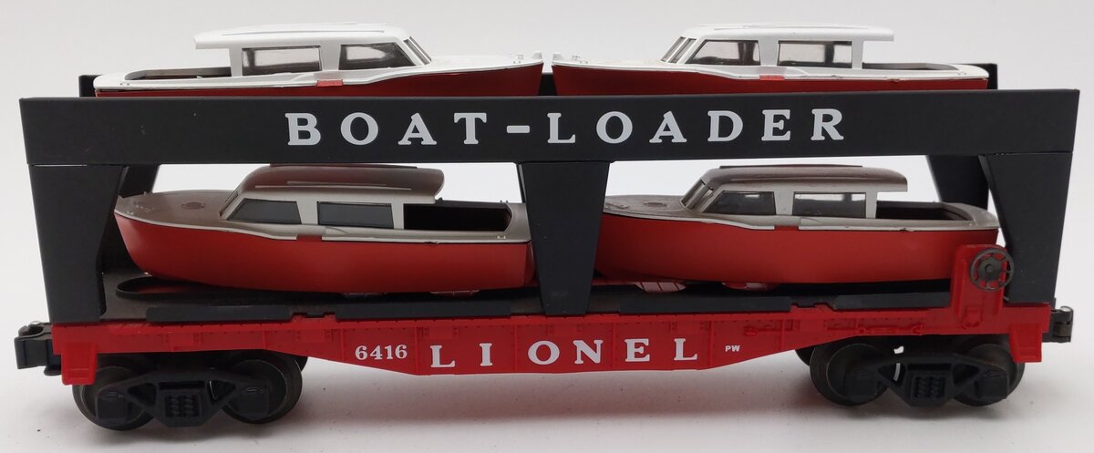 Lionel 6-19428 O Gauge PWC Boat Loader Flatcar #6416 with 4 Boats EX