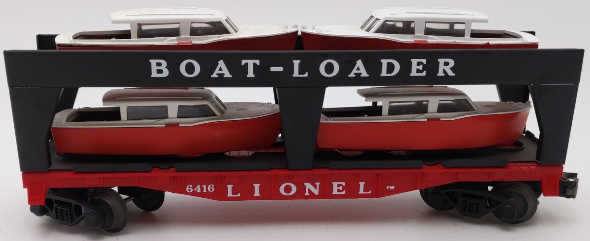 Lionel 6-19428 O Gauge PWC Boat Loader Flatcar #6416 with 4 Boats EX