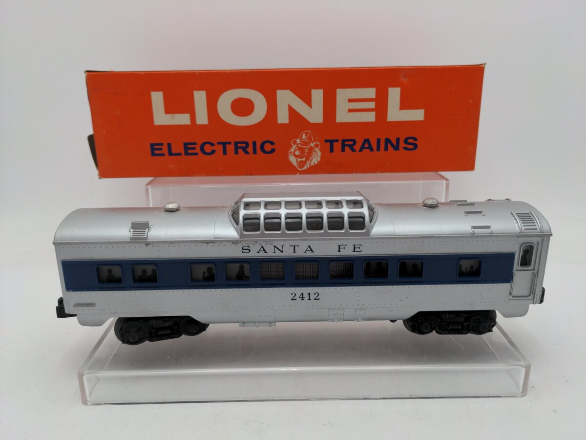 Lionel 2414 Vintage O Santa Fe Illuminated Blue Stripe Pullman Car EX/Box