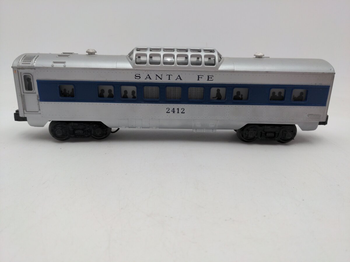 Lionel 2414 Vintage O Santa Fe Illuminated Blue Stripe Pullman Car EX/Box