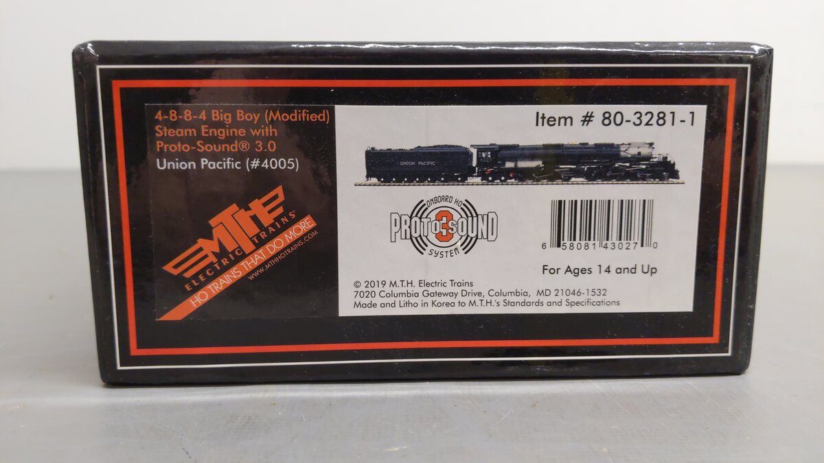 MTH 80-3281-1 HO Scale Union Pacific 4-8-8-4 Big Boy Steam Locomotive w/P.S 3.0 EX/Box