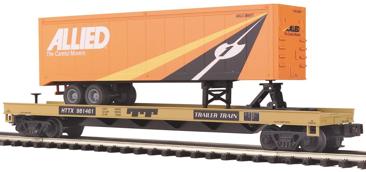 MTH 20-98154 O Scale AlliedTrailer Train Flatcar with Trailer NIB