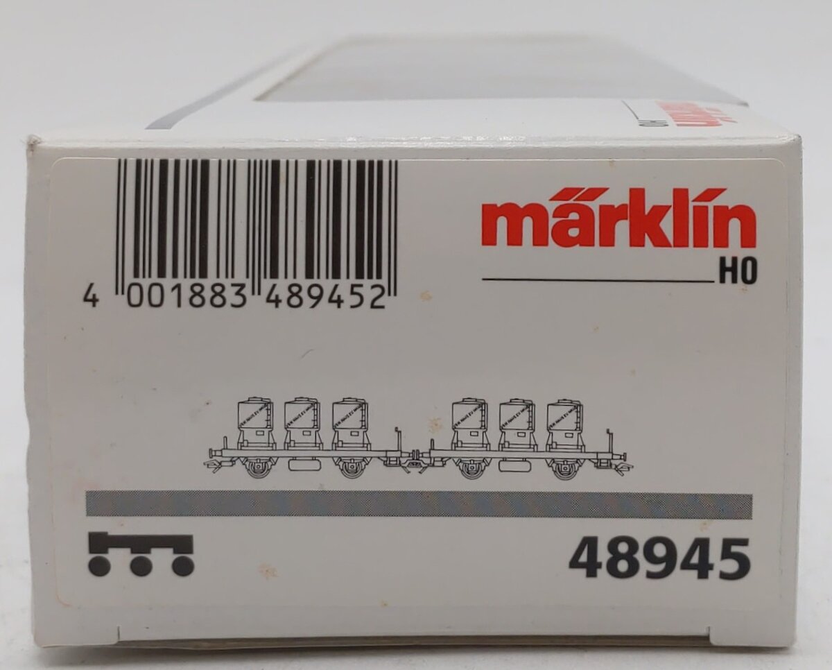 Marklin 48945 HO 2 Flatcars w/Zu Haus Cement Barrels EX/Box