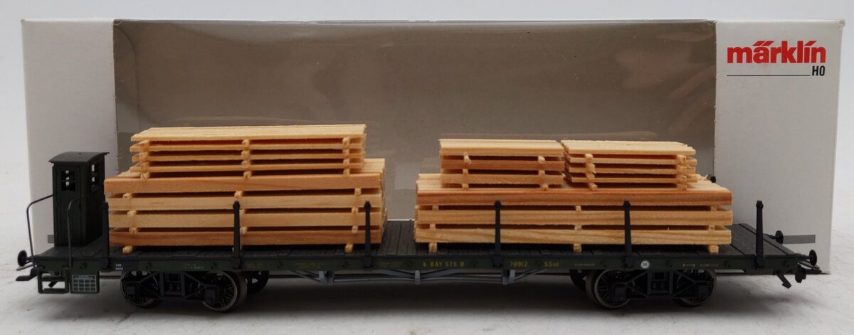 Marklin 46282 Royal Bavarian State Railways Flatcar w/ Load LN/Box