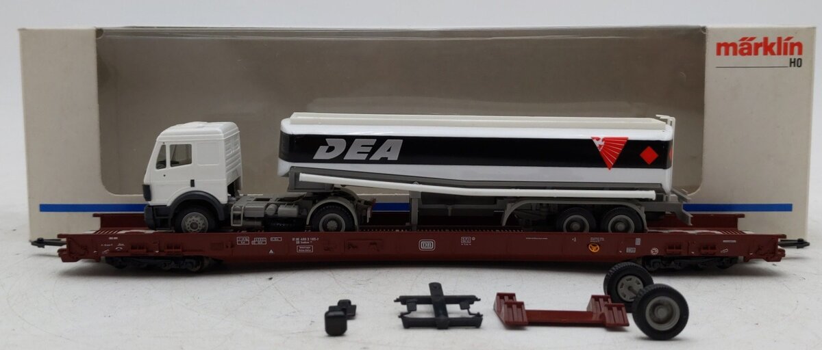 Marklin 4841 Flatcar w/DEA Truck & Trailer VG/Box