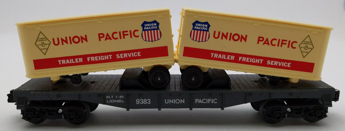 Lionel 6-9383 O Gauge Union Pacific FAR Piggyback Flatcar w/ Trailers EX/Box