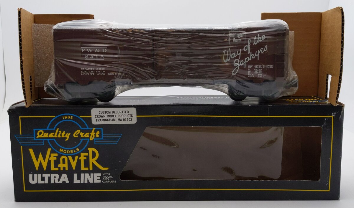 Weaver 8415 O Gauge Fort Worth & Denver Ara Hi-Rail Boxcar #8415 NIB
