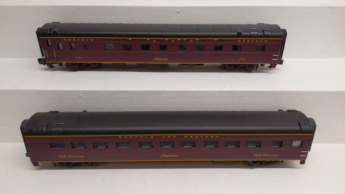 MTH 20-6614 O Gauge Norfolk & Western 2-Car 70' ABS Sleeper/Diner Passenger Set EX/Box