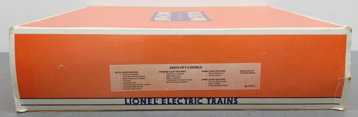 Lionel 6-11711 O Santa Fe F-3 ABA Diesel Locomotive Set #8100/8100/8102 with RS EX/Box