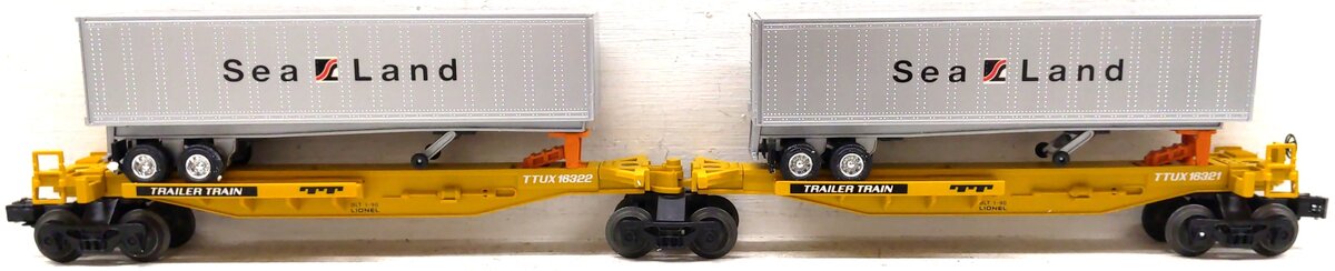 Lionel 6-16322 O Gauge TTUX Flatcar with 2 Sealand Trailers #16321, #16322 LN/Box