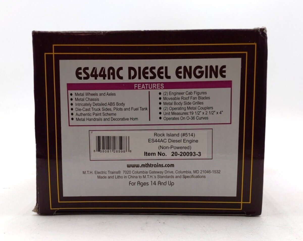 MTH 20-20093-3 Rock Island ES44AC Non-Powered Diesel Engine #514